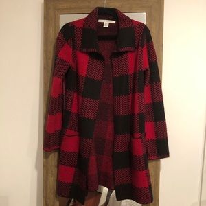 Mac Studio - Red and Black Plaid Sweater/Duster
